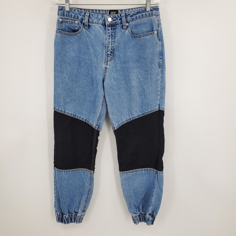 BDG Urban Outfitters Byron Spliced‎ Colorblock Denim Jogger Jeans Blue Black 28